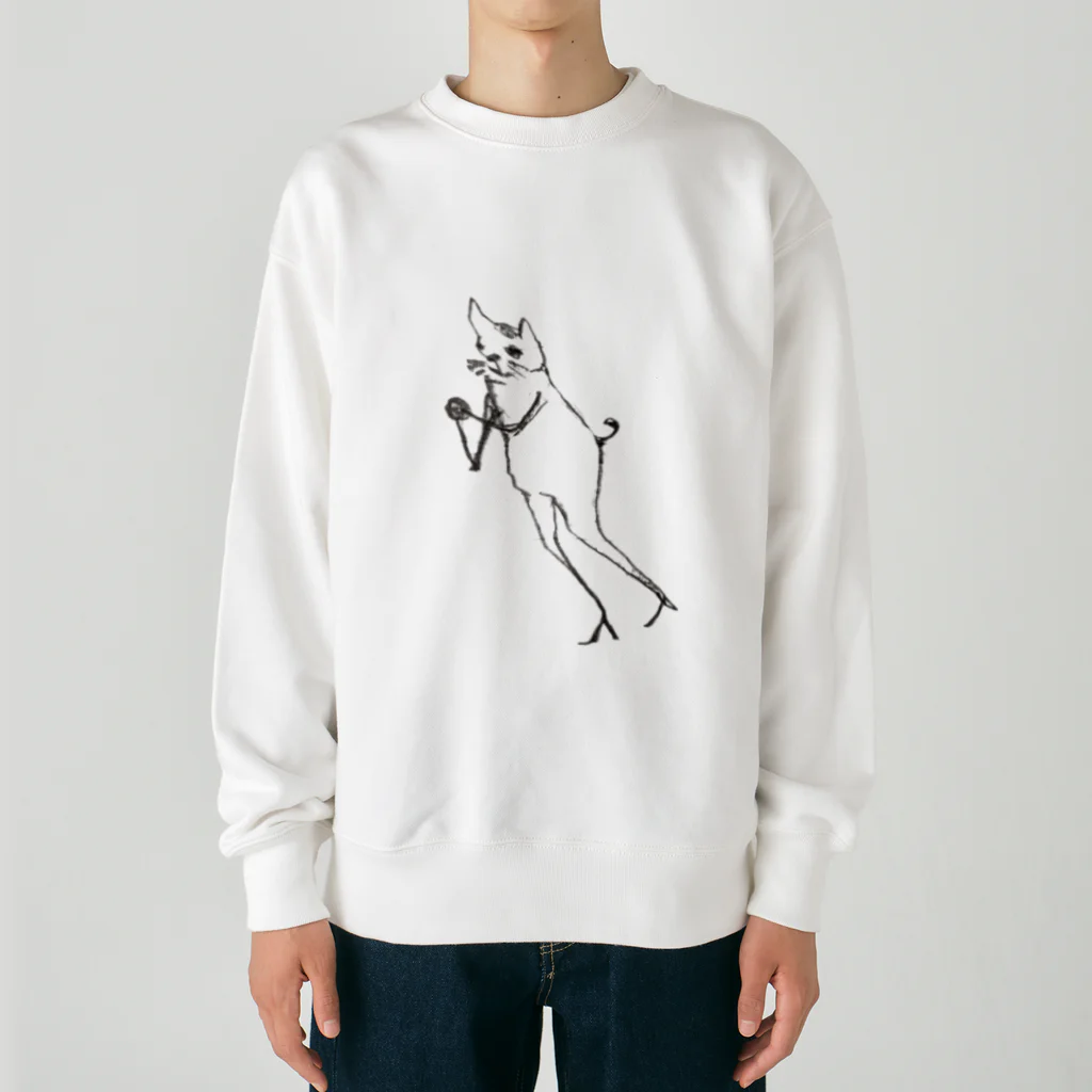 醜い社会の豚のボーリングを嗜む猫 Heavyweight Crew Neck Sweatshirt