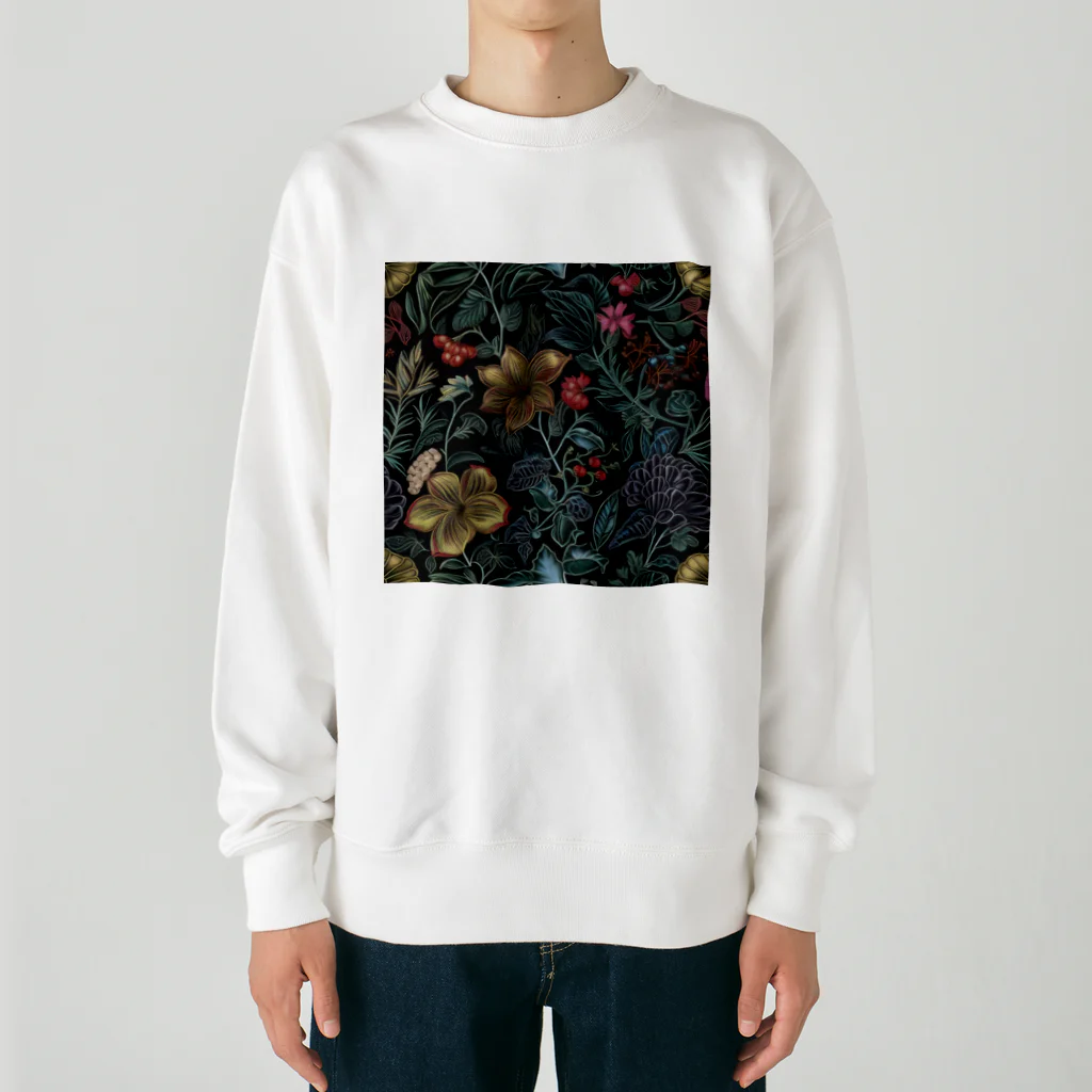 ひろのレトロな花模様 Heavyweight Crew Neck Sweatshirt