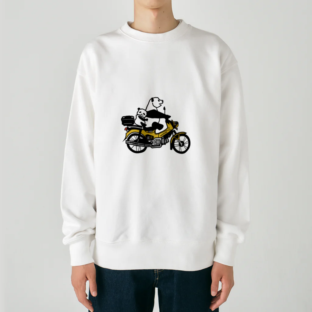 へっぽこデザインのクロスカブ　綺麗な黄色 Heavyweight Crew Neck Sweatshirt