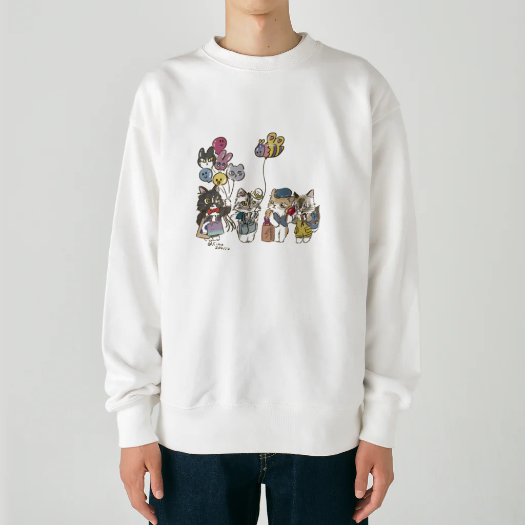 猫のきぬくんのお店のベーカリーこげまる社員旅行にゃ Heavyweight Crew Neck Sweatshirt