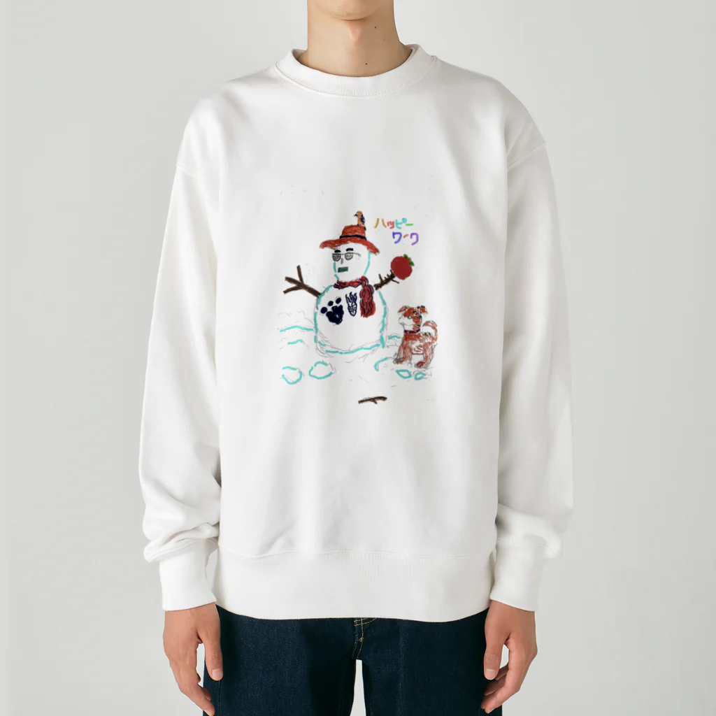 指定就労継続支援Ｂ型事業所ハッピーワークの雪だるま　ハッピーワーク Heavyweight Crew Neck Sweatshirt