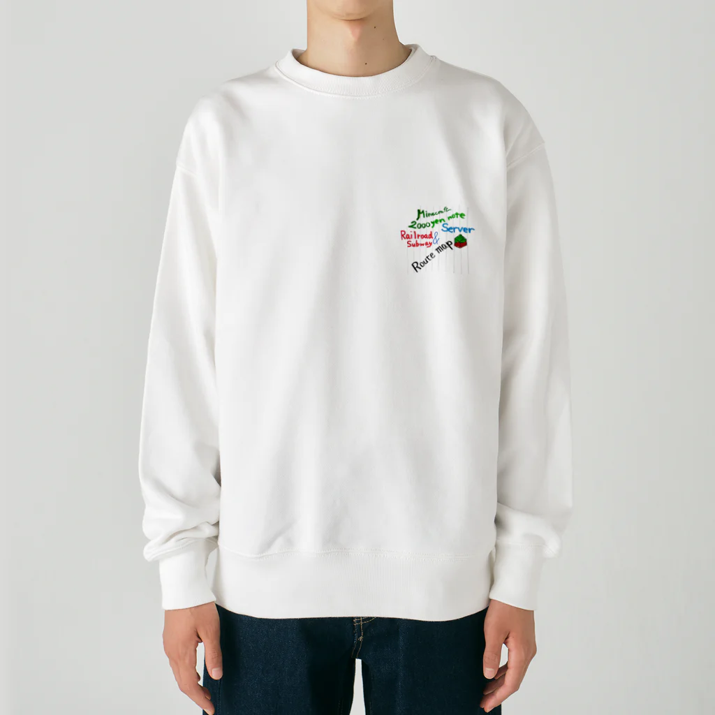 弐千円札サーバー 公式アカウントの弐千円札サーバー手書き路線図 英語バージョン Heavyweight Crew Neck Sweatshirt