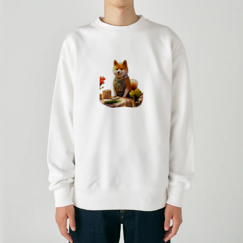 桜音ことこ企画の柴犬の花屋v2 Heavyweight Crew Neck Sweatshirt