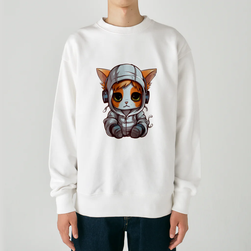 Vasetti_pressのパーカーを着ているネコちゃん Heavyweight Crew Neck Sweatshirt