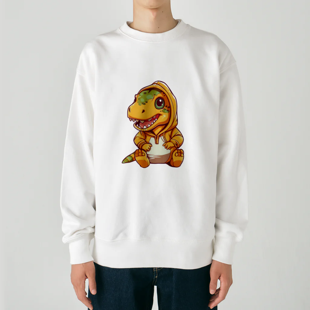 Vasetti_pressのパーカーを着たティラノサウルス Heavyweight Crew Neck Sweatshirt