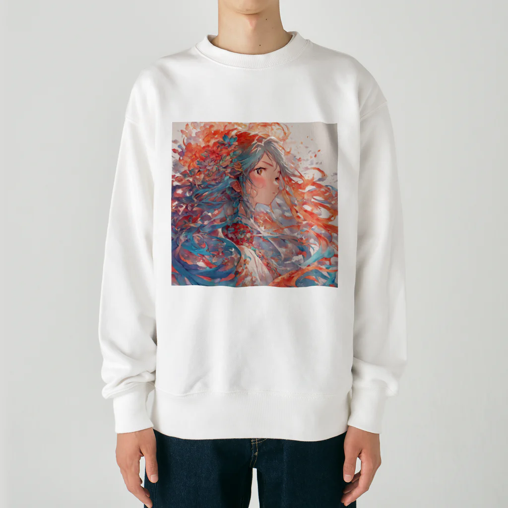 デジタルアート【gâteauchocolat】の幻想の少女 Heavyweight Crew Neck Sweatshirt