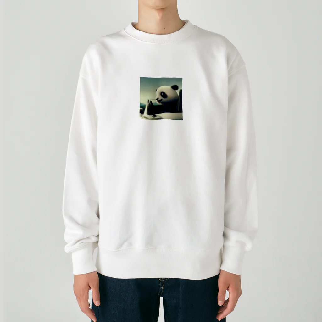 Shiba_IncのPanda driving a car（車を運転するパンダ） Heavyweight Crew Neck Sweatshirt