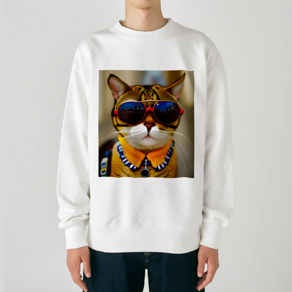 幻想的で創造的の猫にサングラス Heavyweight Crew Neck Sweatshirt