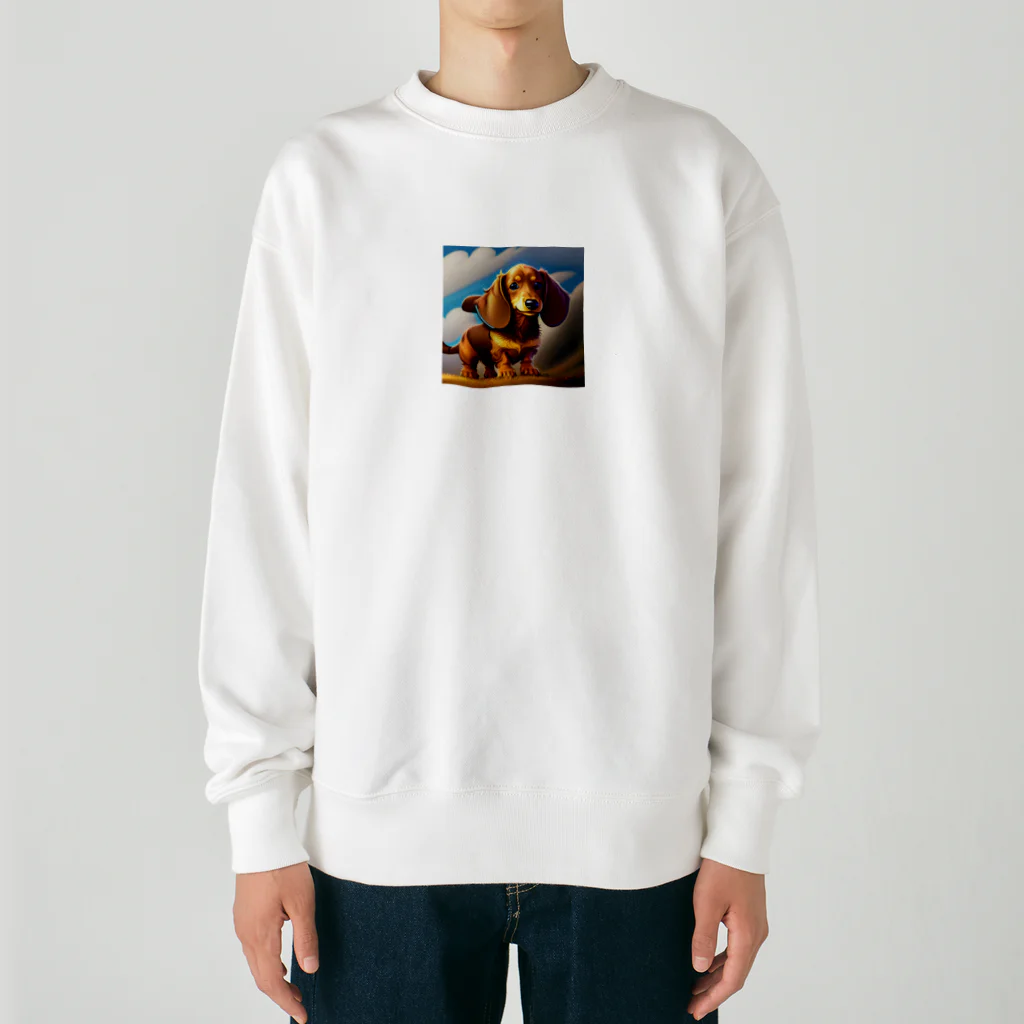 pretty peachのお店の冒険好きダックスのカイ君 Heavyweight Crew Neck Sweatshirt