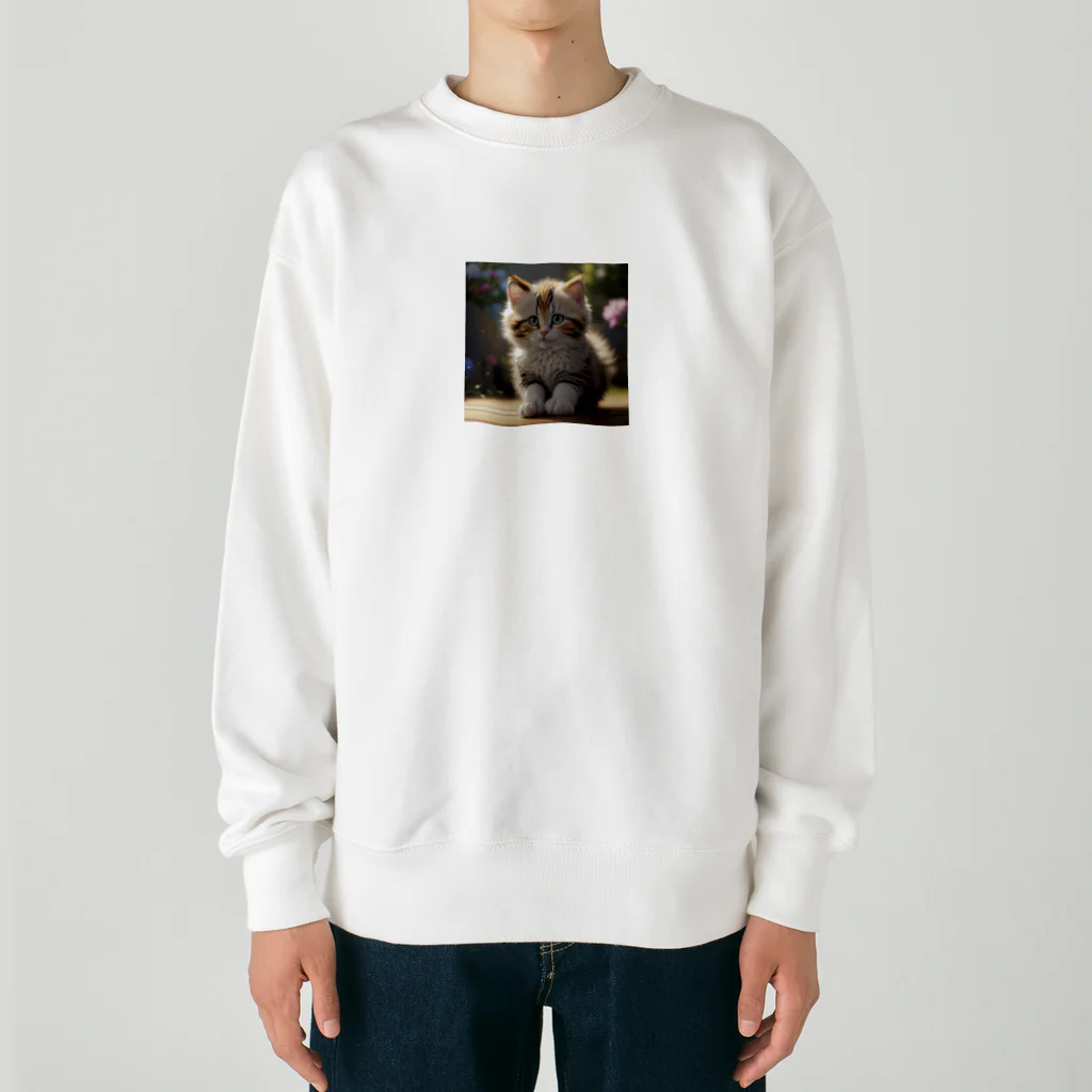 moonshine_fukurouの愛くるしい猫目線 Heavyweight Crew Neck Sweatshirt