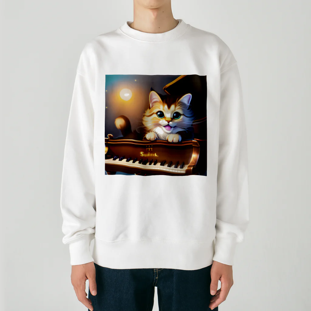 kitten pianistの子猫ピアニスト-1 Heavyweight Crew Neck Sweatshirt