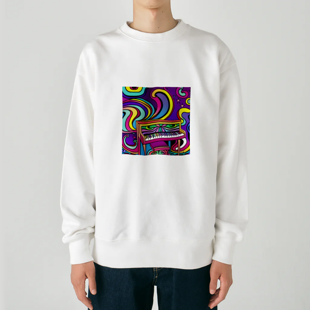 stugio_kの鮮やかなピアノ柄 Heavyweight Crew Neck Sweatshirt