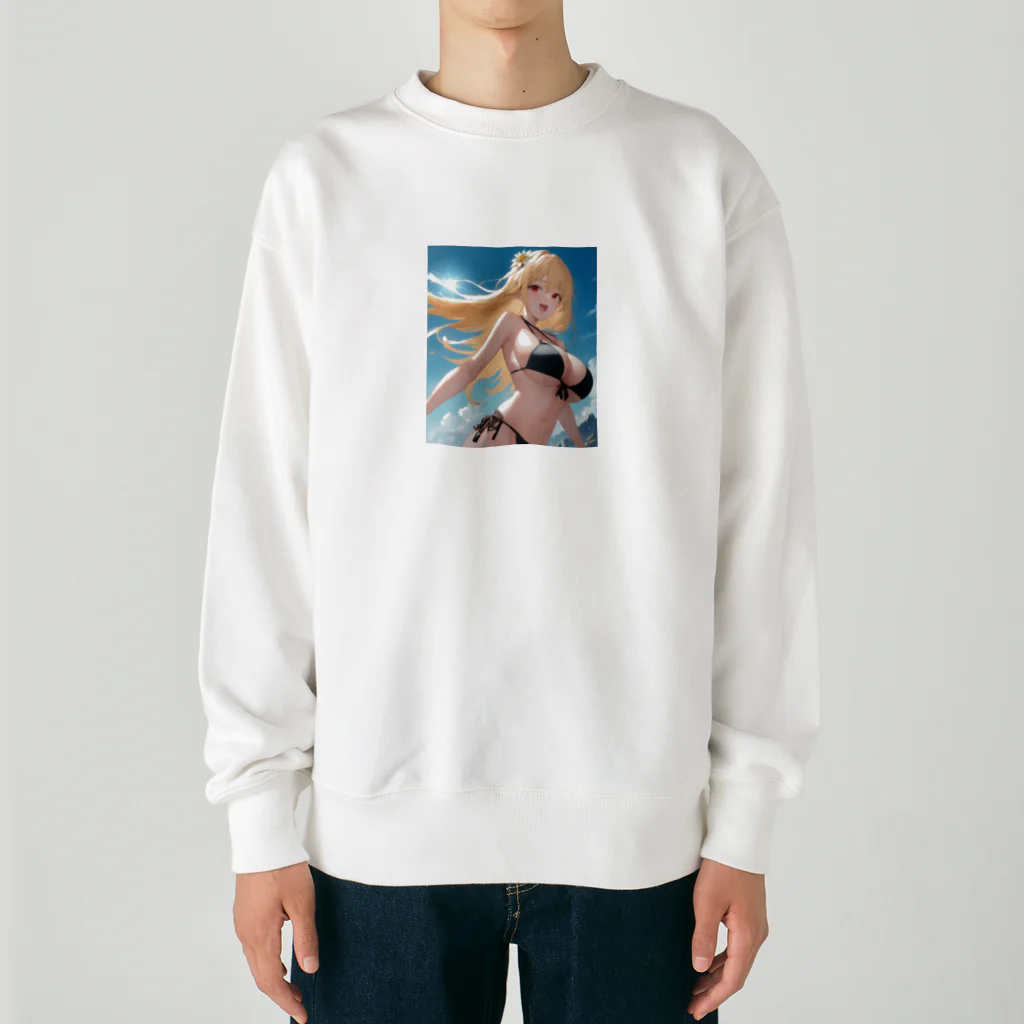 YuzuKiの金髪黒ビキニちゃん Heavyweight Crew Neck Sweatshirt