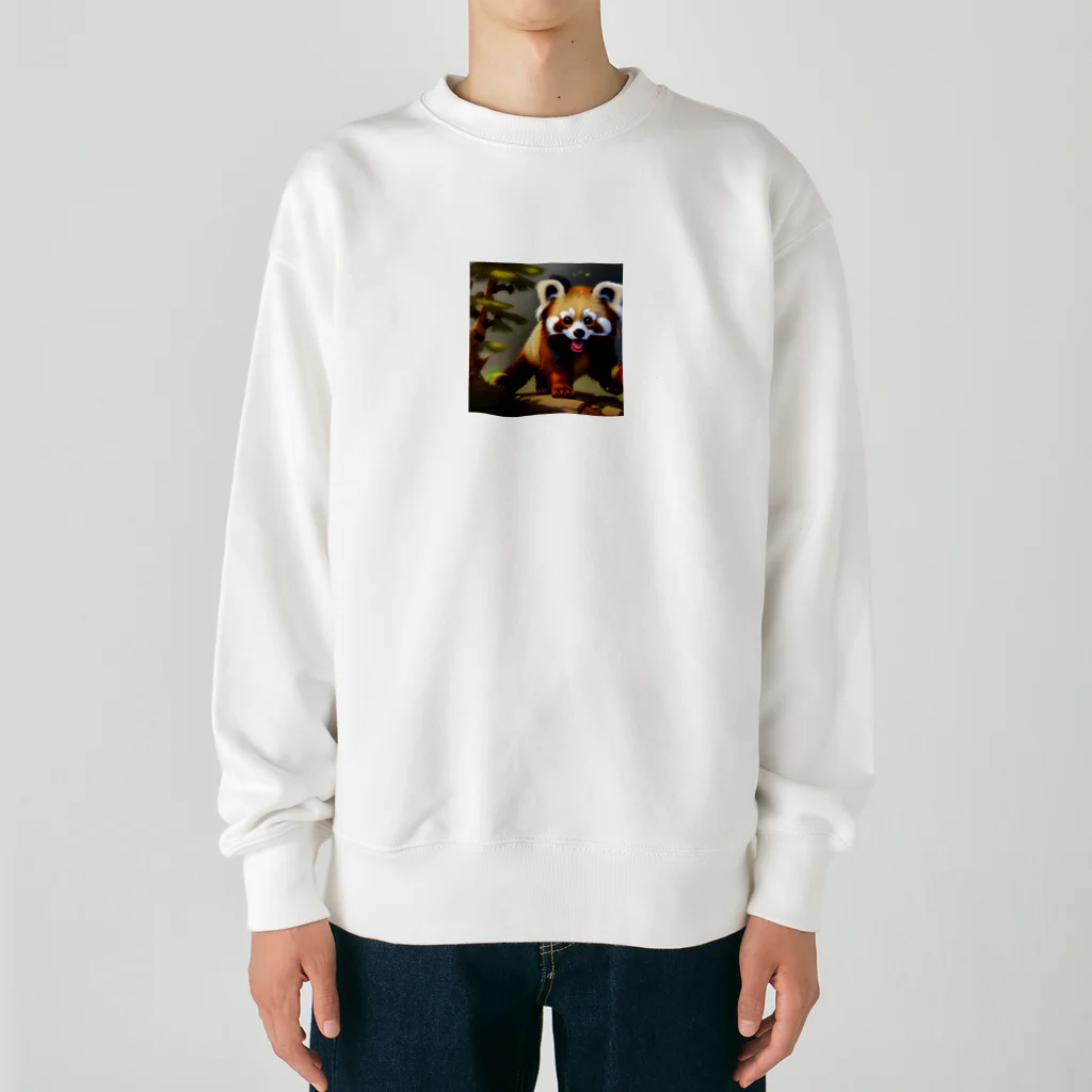 ラッキーマインあべむつきの楽しくて仕方がないレッサーパンダ Heavyweight Crew Neck Sweatshirt