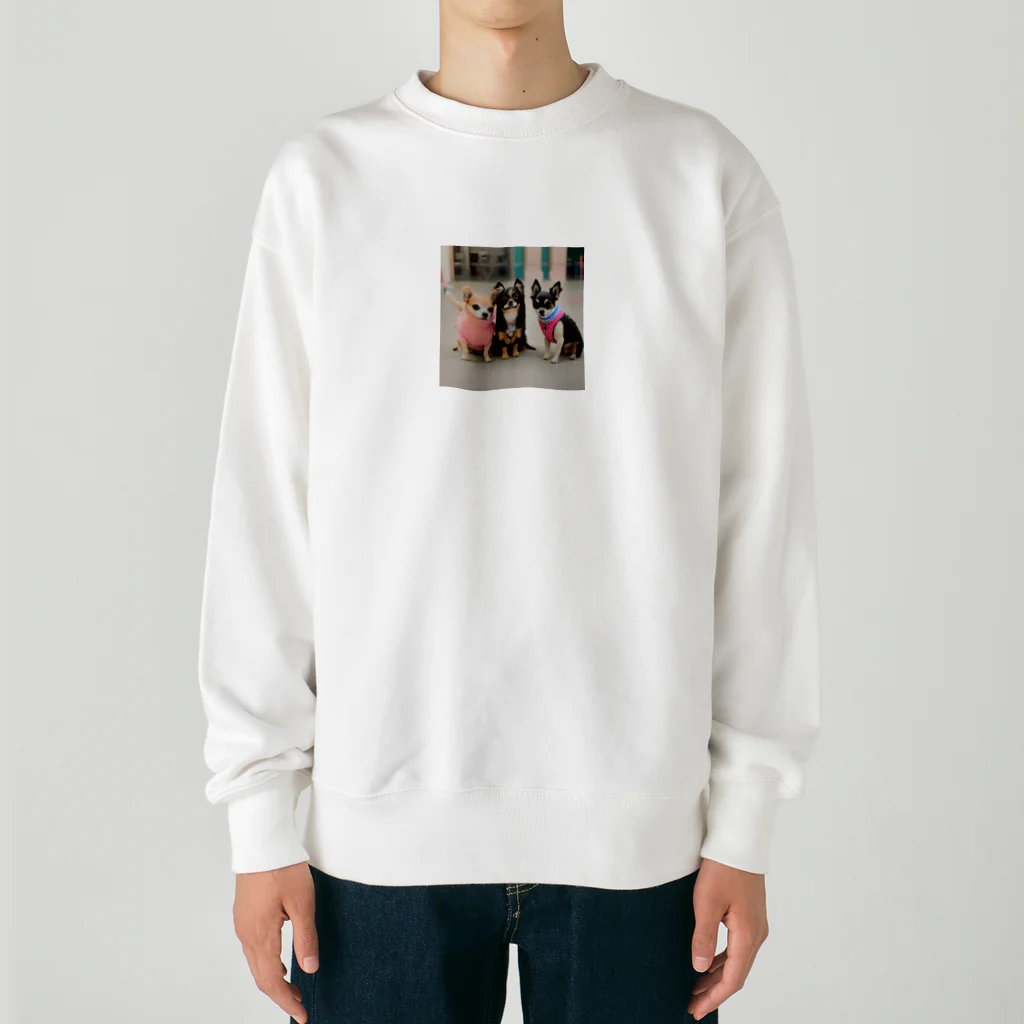 チワワ愛好家ショップのラブリーナチワワトリオの冒険 Heavyweight Crew Neck Sweatshirt