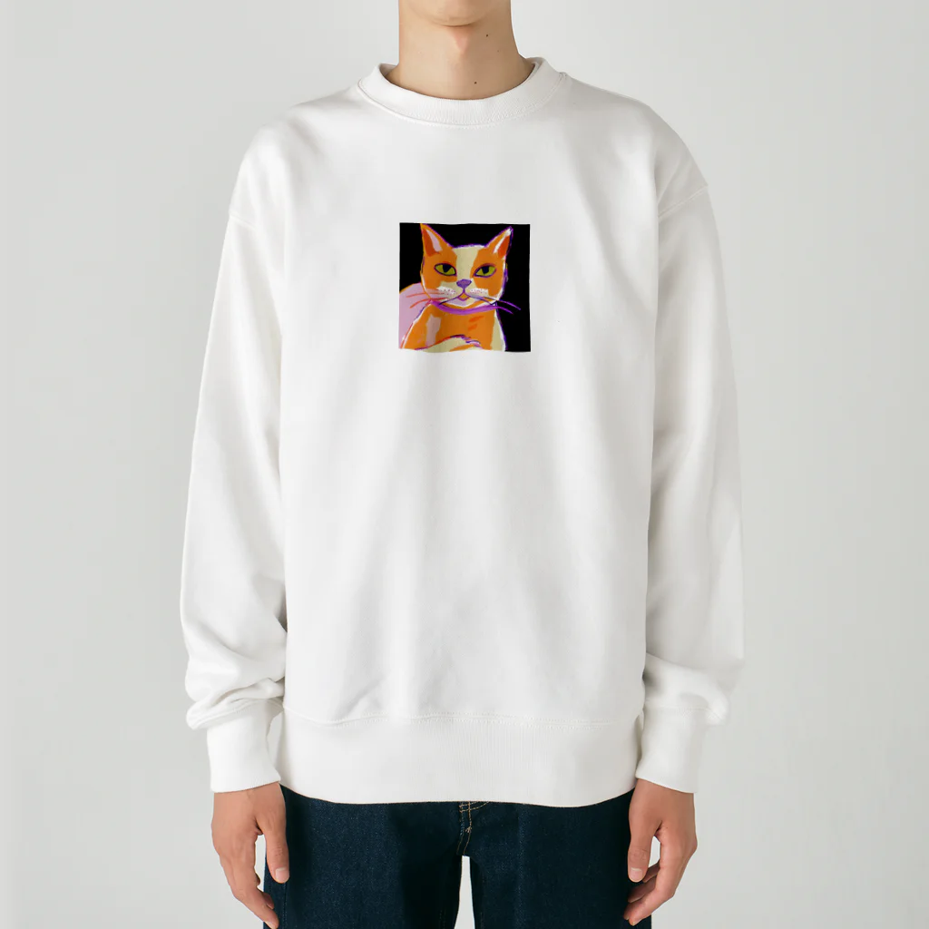 tefutefvの猫のイラストグッズ Heavyweight Crew Neck Sweatshirt