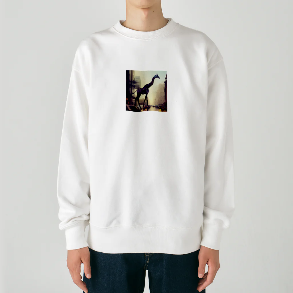 のぞかれ隊のキリンの散歩 Heavyweight Crew Neck Sweatshirt