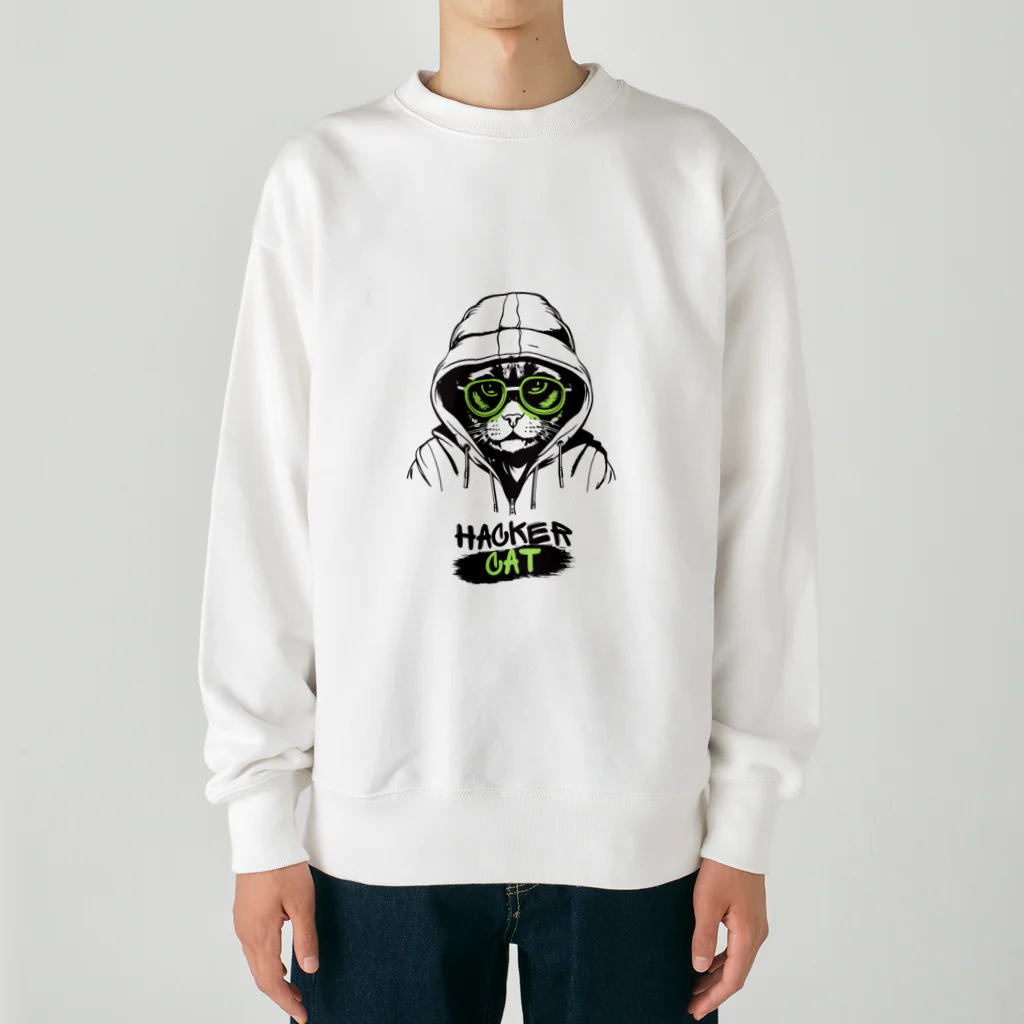 geshicoのcat ハッカー　 Heavyweight Crew Neck Sweatshirt