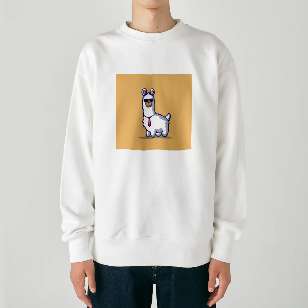 デザインショップ guccyのサングラスをかけたアルパカ Heavyweight Crew Neck Sweatshirt