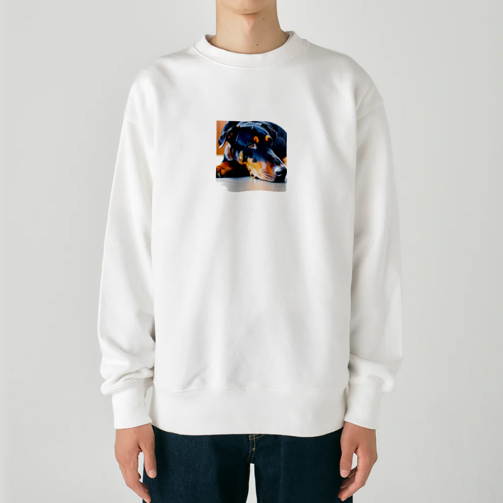 犬バカ部のタレミミドーベルマン Heavyweight Crew Neck Sweatshirt