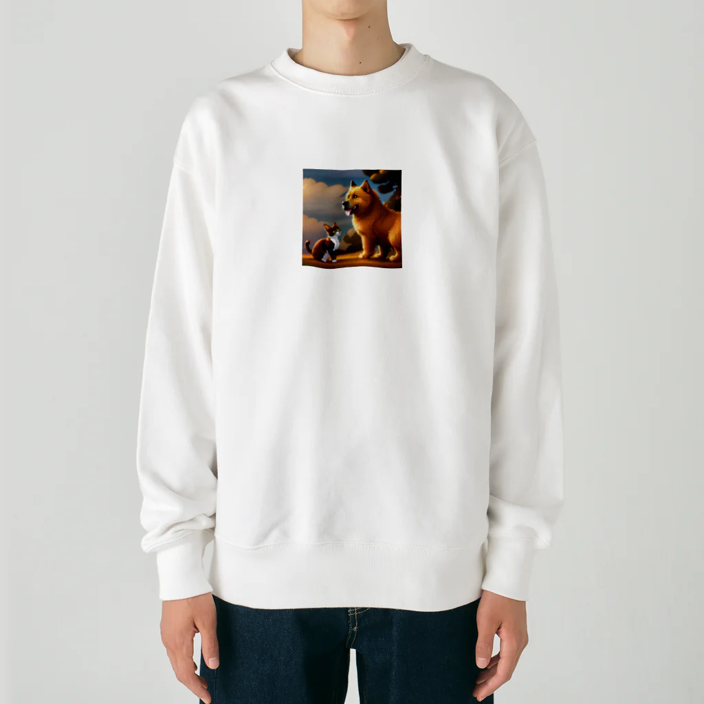 Send8の猫と犬の友情劇 Heavyweight Crew Neck Sweatshirt