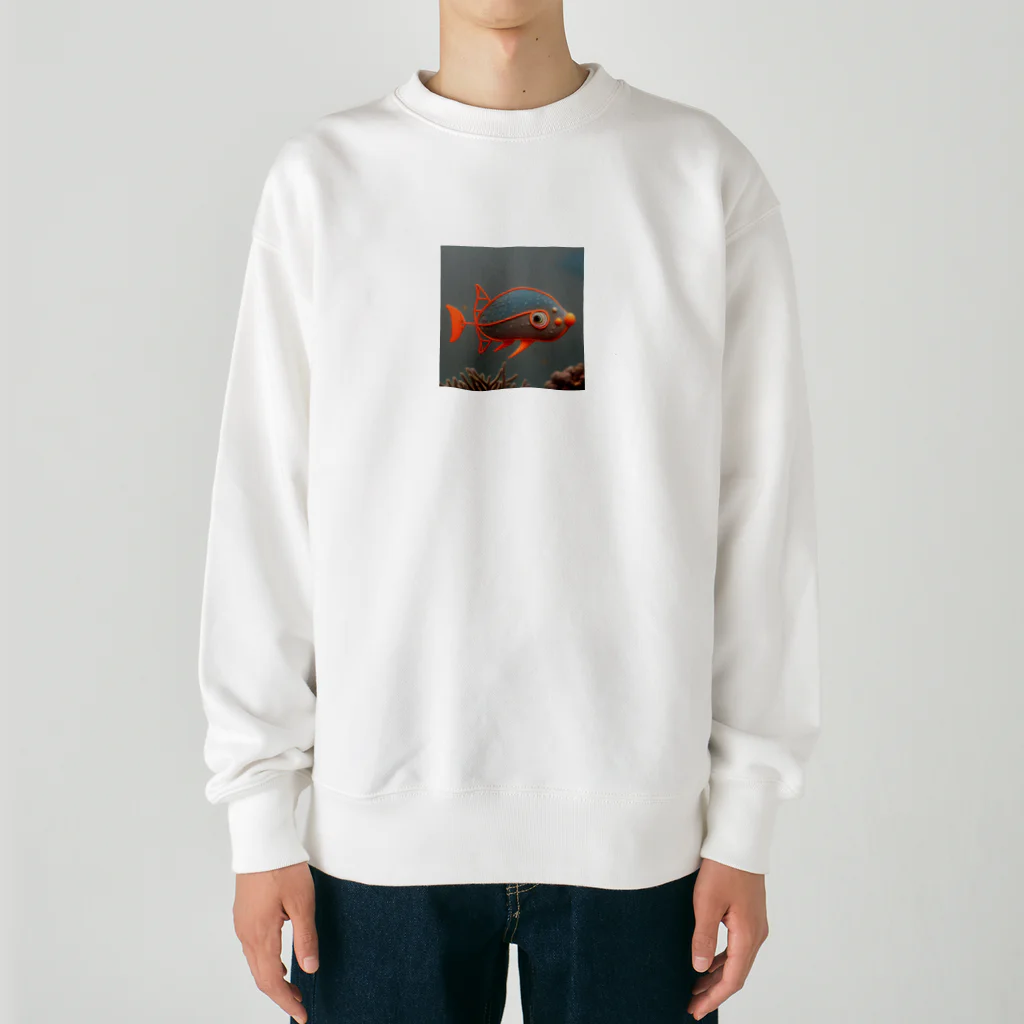 あにまるのへんなさかな2 Heavyweight Crew Neck Sweatshirt