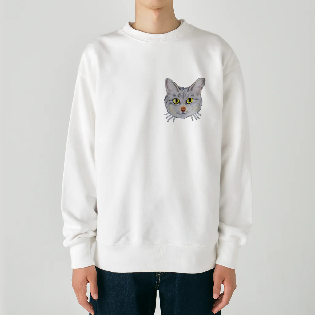 れいにゃん堂&れいにゃあ～と😺のチョークアートのキジトラ猫😸 Heavyweight Crew Neck Sweatshirt