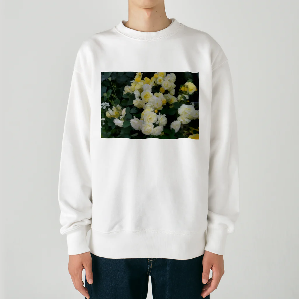 bitpiyoの黄色い薔薇の花 Heavyweight Crew Neck Sweatshirt