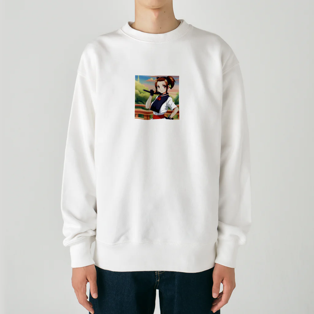 🎨デザイン宮殿🛍️の猫系美少女 Heavyweight Crew Neck Sweatshirt