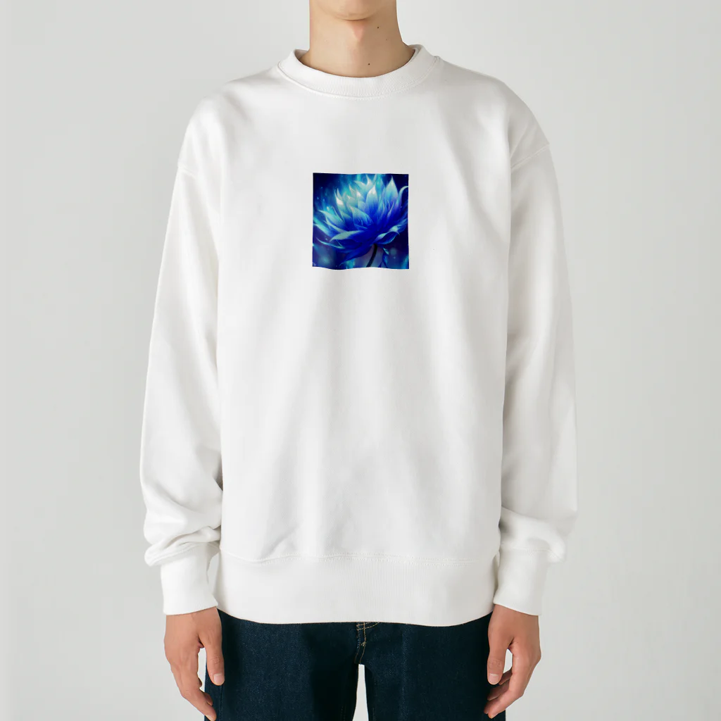 まよの幻想的なブルーフラワー Heavyweight Crew Neck Sweatshirt