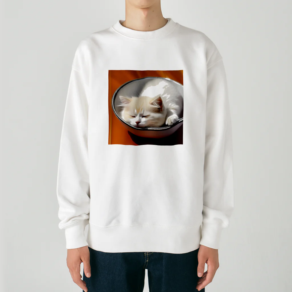 marusheのブサカワ猫のネコどんぶり Heavyweight Crew Neck Sweatshirt