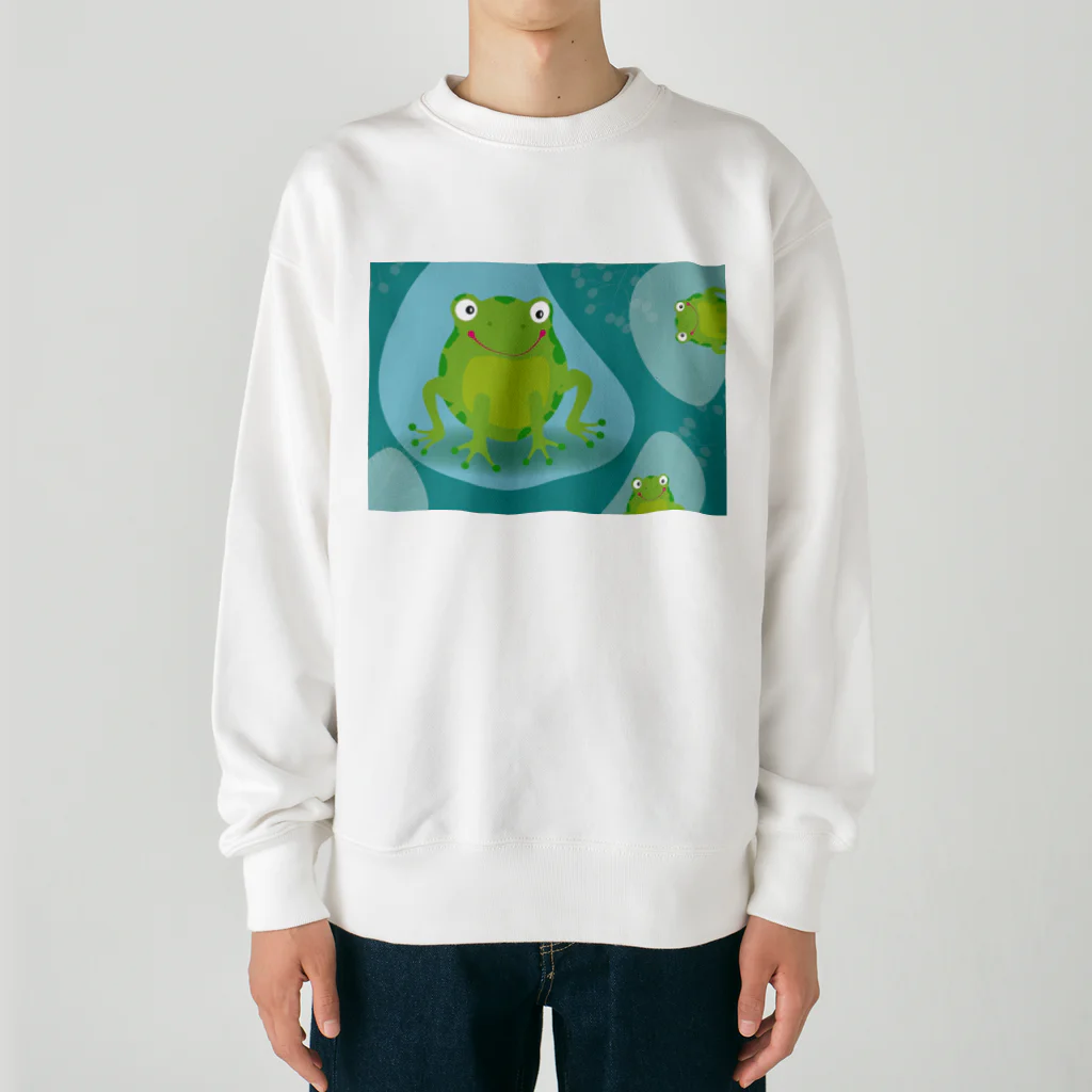 mumusのかえるのイラストグッズ Heavyweight Crew Neck Sweatshirt