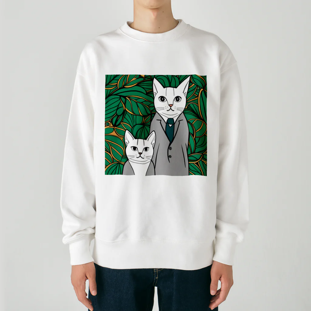 ゆゆのお店の2匹の猫 Heavyweight Crew Neck Sweatshirt