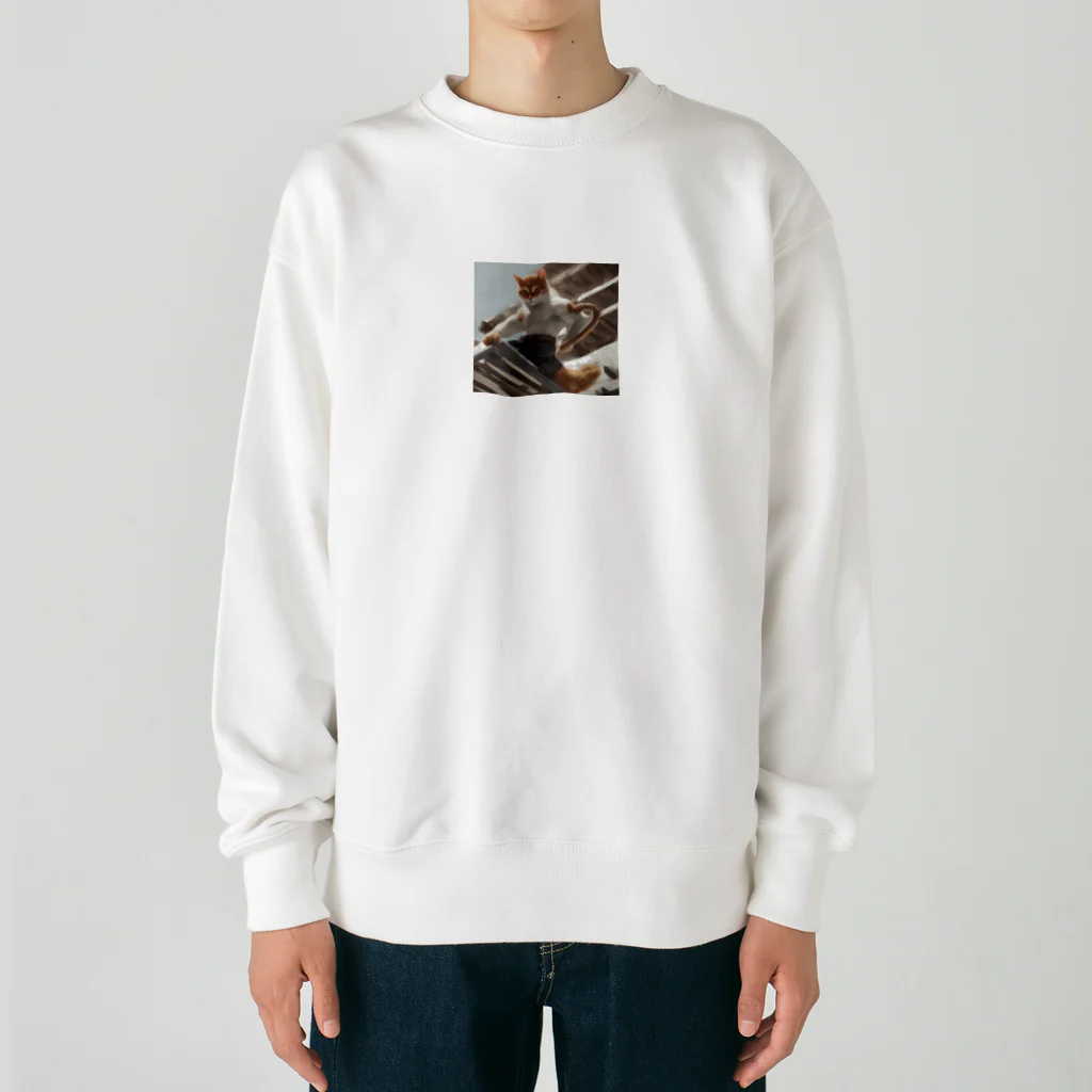 TAIYO 猫好きの躍動感あふれる猫 Heavyweight Crew Neck Sweatshirt