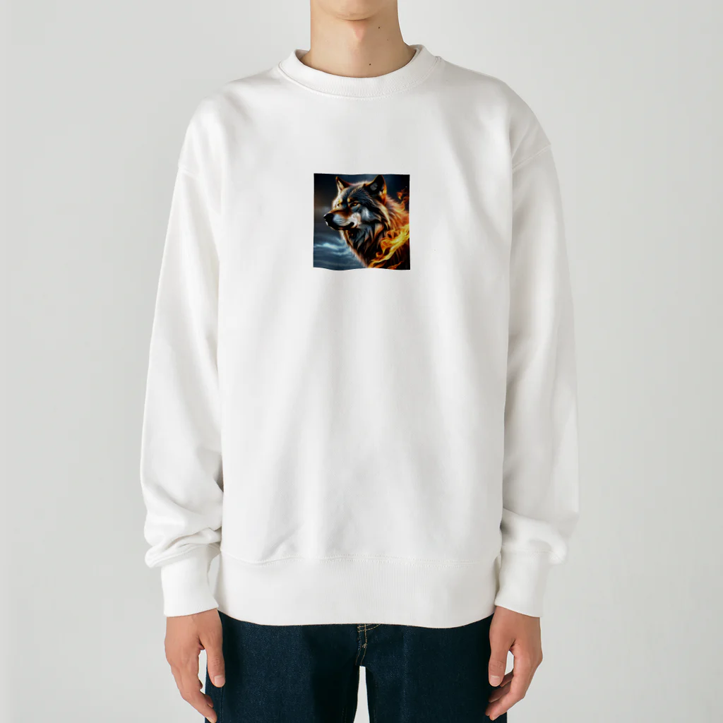 GOLAEの炎を纏う狼 Heavyweight Crew Neck Sweatshirt