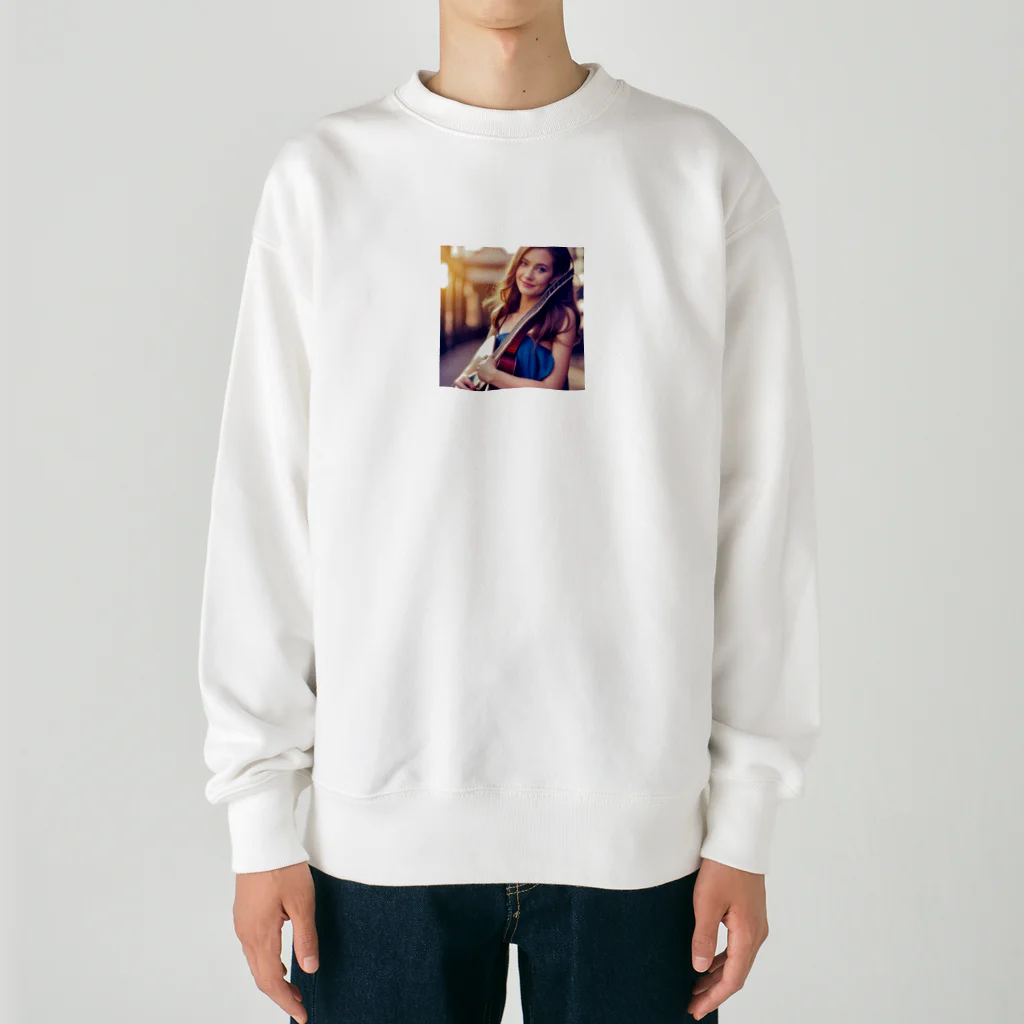 Stylishの女性の微笑み Heavyweight Crew Neck Sweatshirt