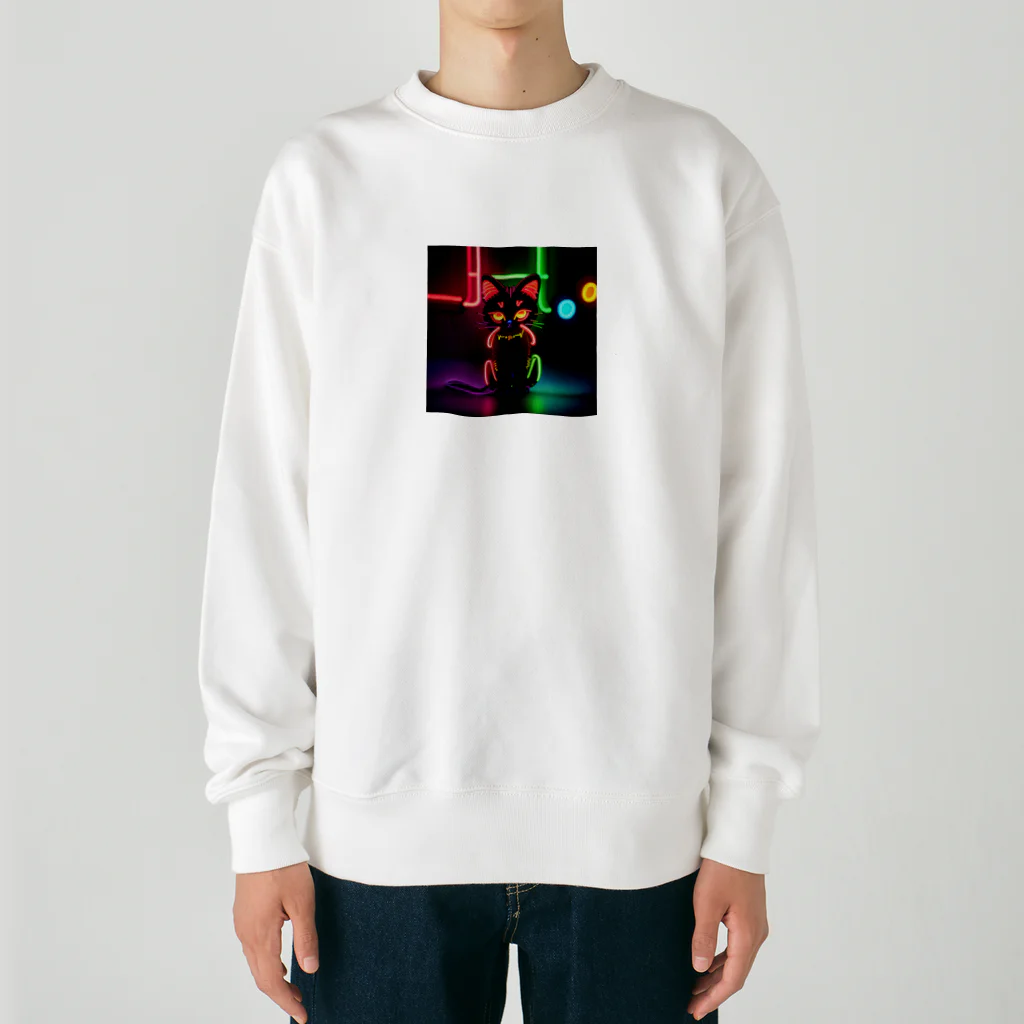 はなびのネオンのねこちゃん Heavyweight Crew Neck Sweatshirt