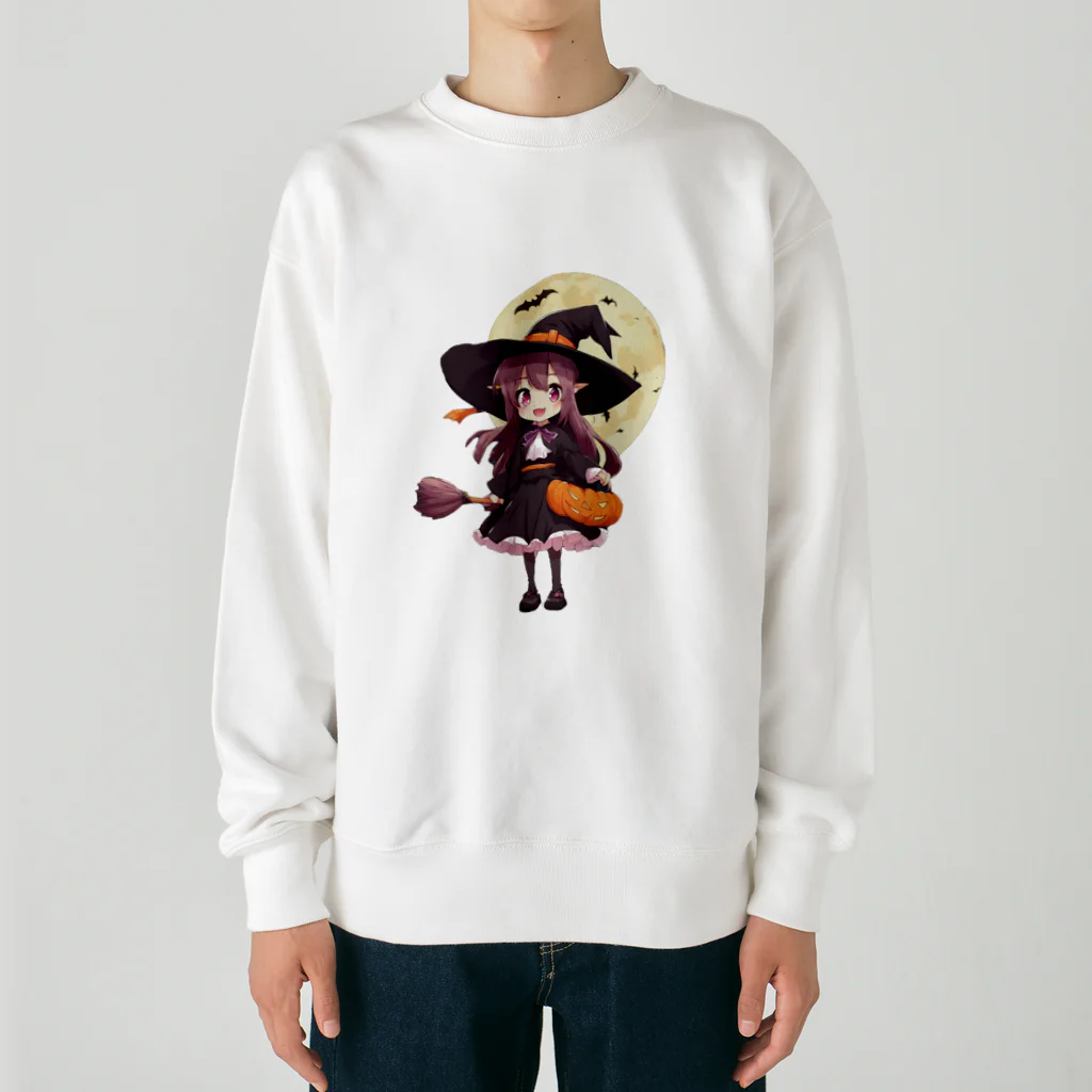 AIデザイングッズ販売　Akiba-treasure（アキバトレジャー）のハロウィン　魔女っ子　リコちゃん Heavyweight Crew Neck Sweatshirt