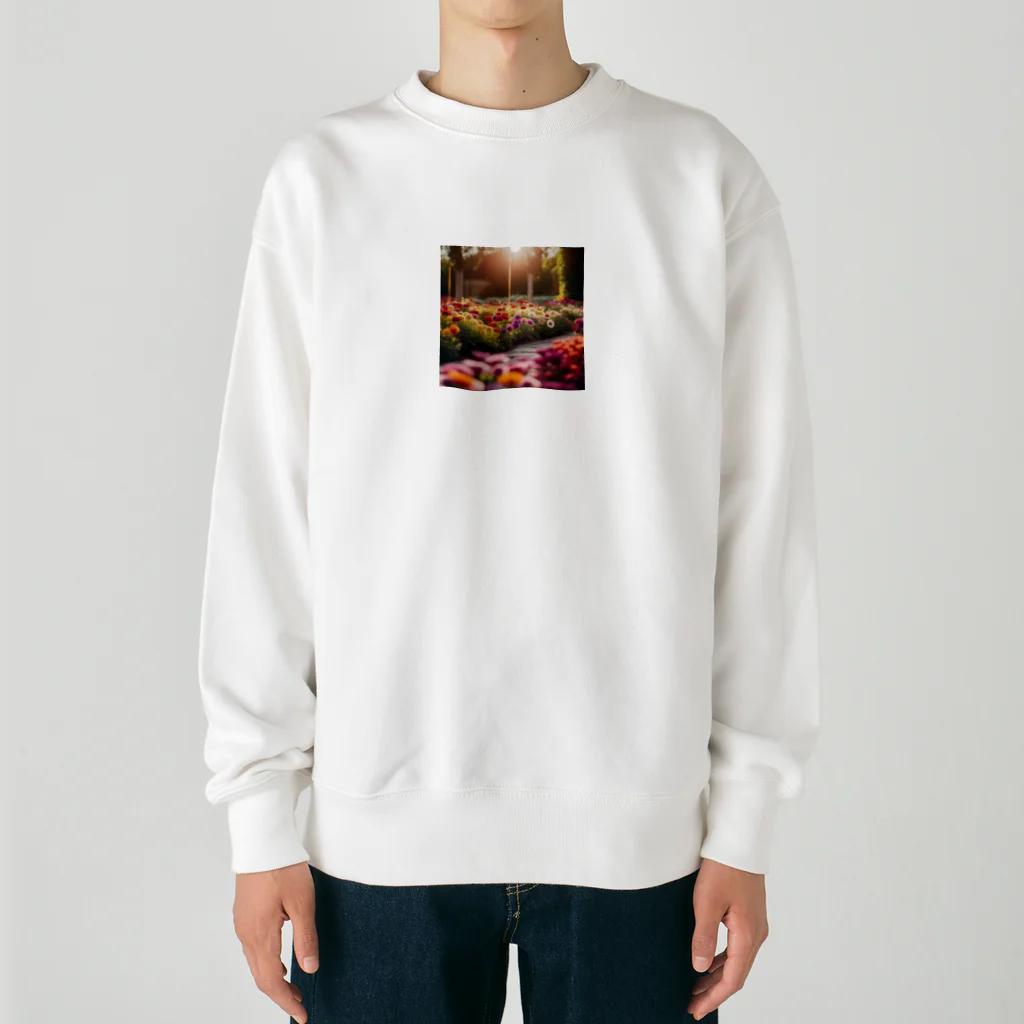 ワンダーワールド・ワンストップのフラワーガーデンのデザイン Heavyweight Crew Neck Sweatshirt