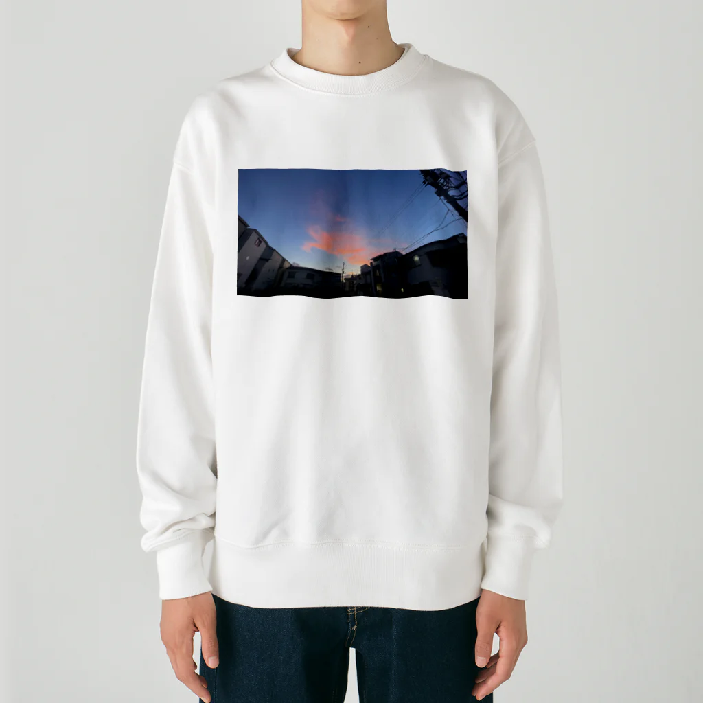 マツリのフォトショップの夕闇と夜空 Heavyweight Crew Neck Sweatshirt