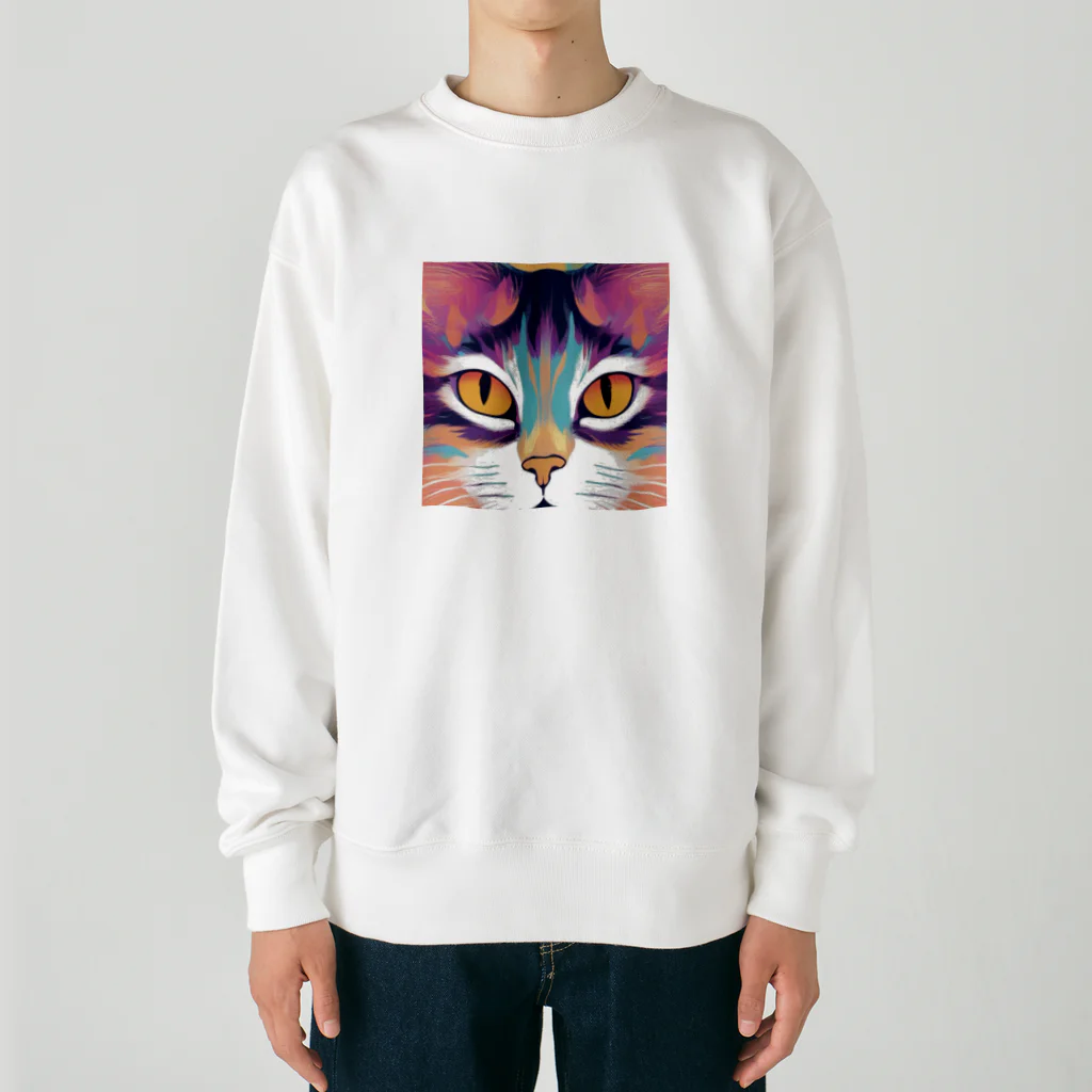 猫の憩い場のアートな猫 Heavyweight Crew Neck Sweatshirt