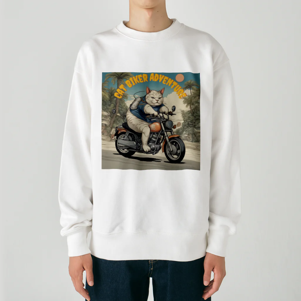 NECOSUIのキャットバイカー Heavyweight Crew Neck Sweatshirt