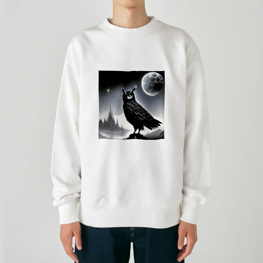 ビビりちゃんの夜の月 Heavyweight Crew Neck Sweatshirt