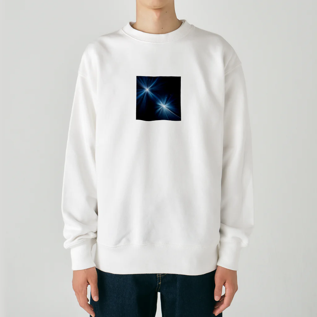 itacyoko(AIイラスト屋)の宇宙に輝く青い光 Heavyweight Crew Neck Sweatshirt