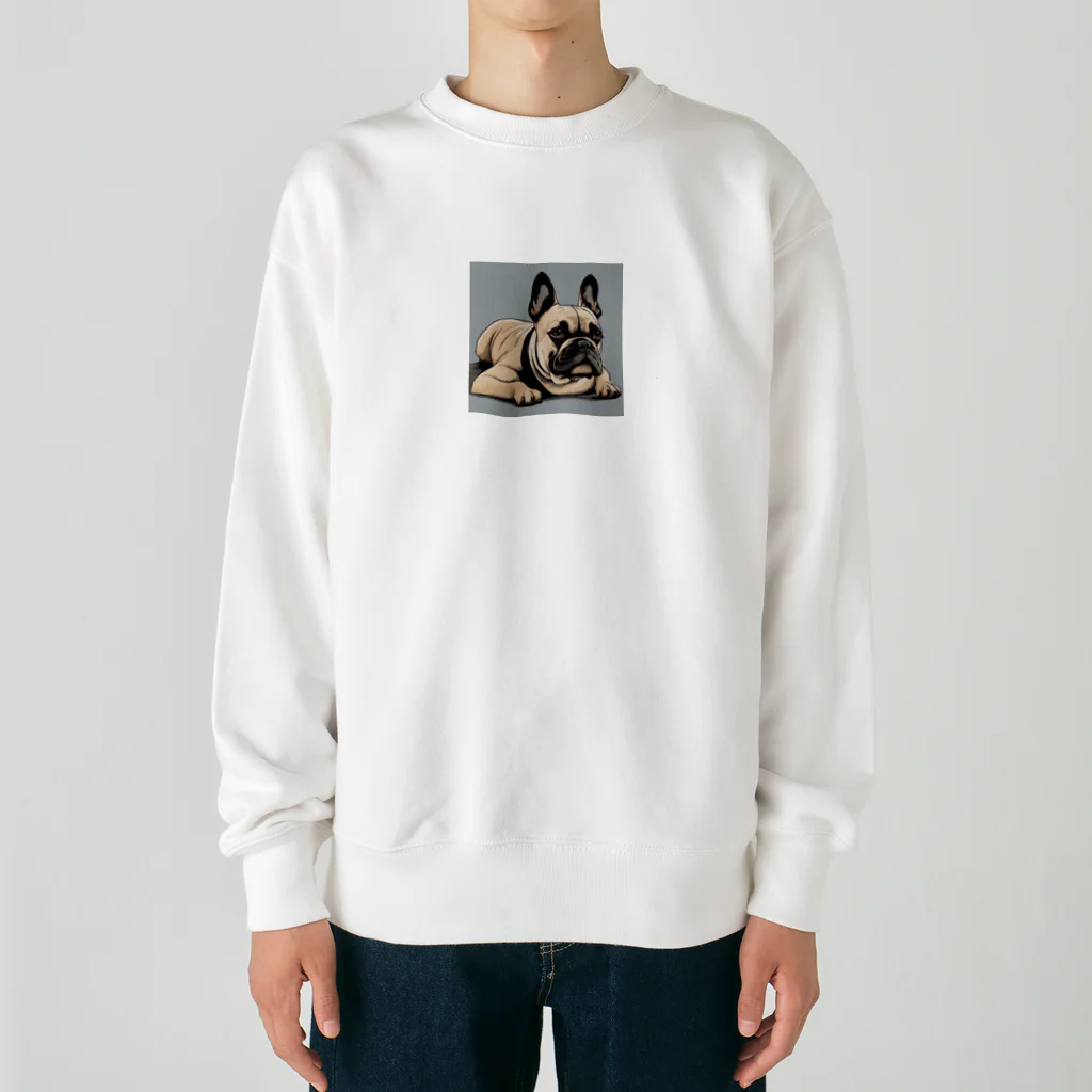 smile_happyのfrench bulldog Heavyweight Crew Neck Sweatshirt