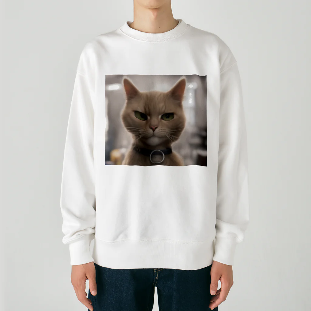 TAIYO 猫好きのビックフォト茶虎模様猫 Heavyweight Crew Neck Sweatshirt