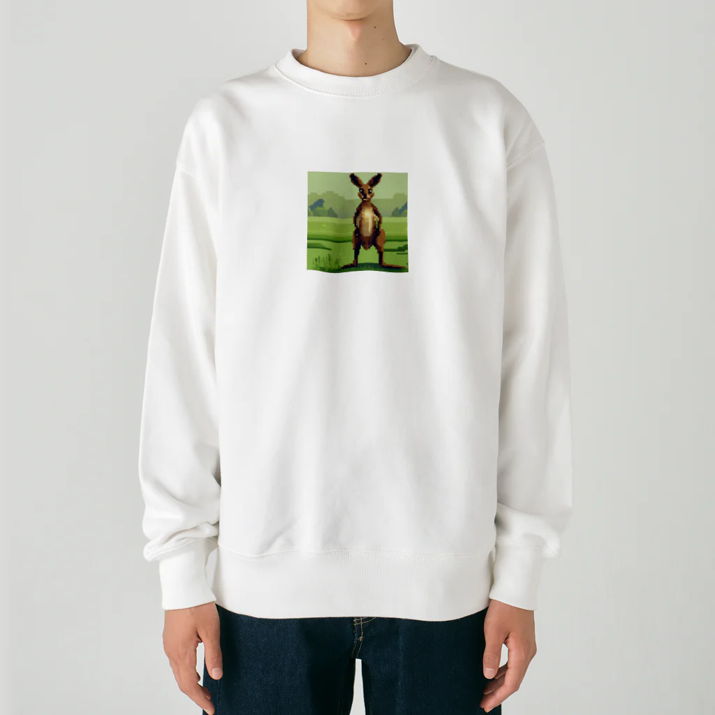 m31oのドット絵の真顔カンガルー Heavyweight Crew Neck Sweatshirt