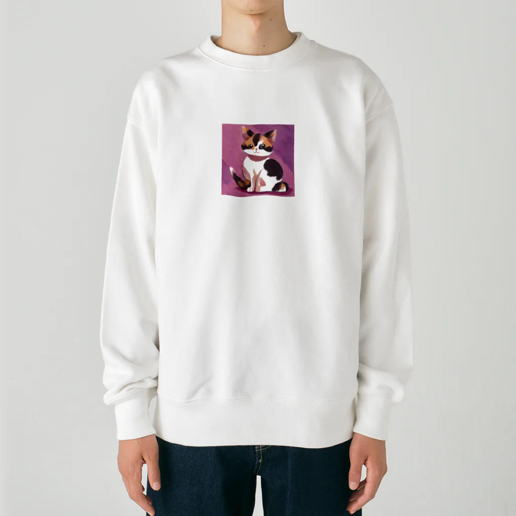 teru011のかわいい　三毛猫　グッズ Heavyweight Crew Neck Sweatshirt