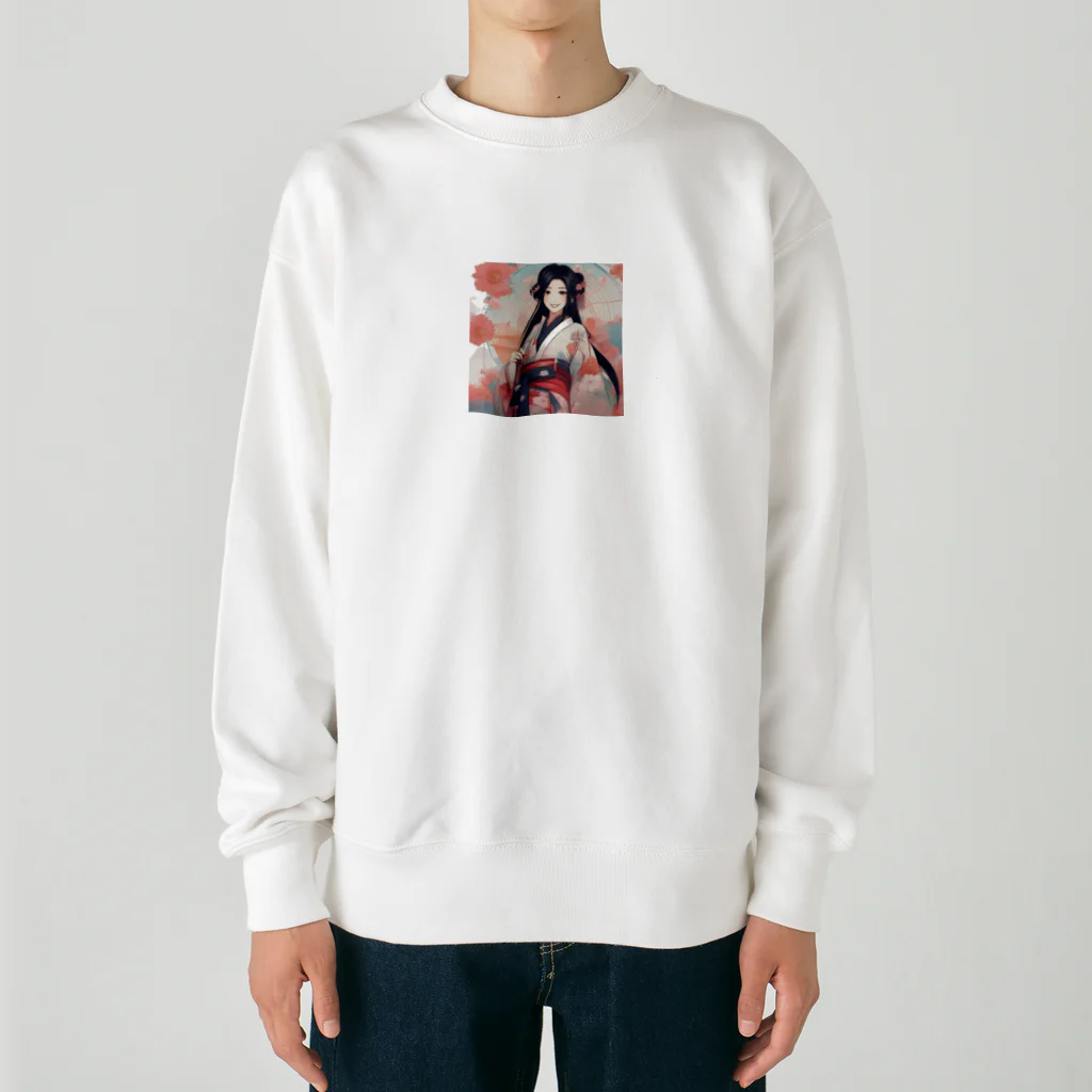 ワンダーワールド・ワンストップの浴衣を着た黑髪ロングヘアの綺麗な女性 Heavyweight Crew Neck Sweatshirt