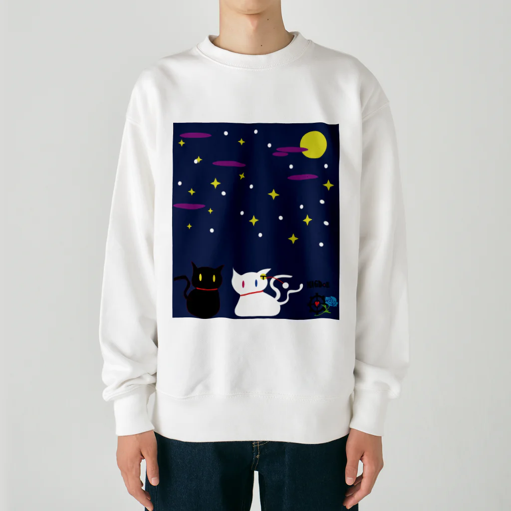 Amasyuiroのmagboxシリーズ　猫月夜 Heavyweight Crew Neck Sweatshirt